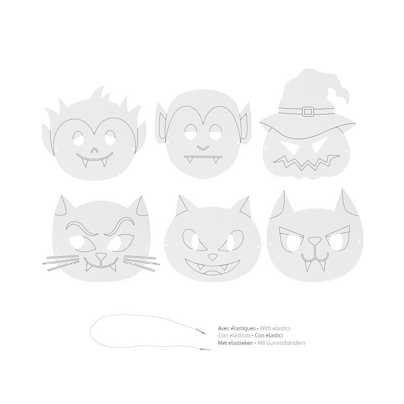 Halloween maskers in karton - 6stuks