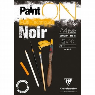 PaintON Zwart Tekenblok 250gr A4 20blz